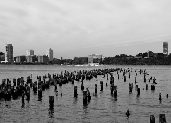 Remnants of an old pier on the Hudson River